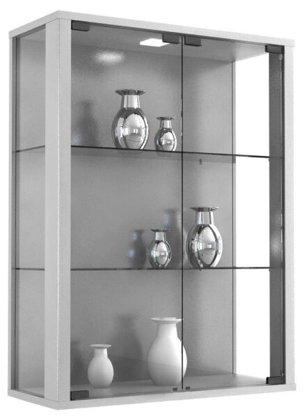 VCM my home Udina Hängevitrine silber 2 Fachböden mit Beleuchtung