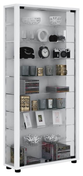 VCM my home Lumo Maxi Vitrine weiß 8 Fachböden mit Beleuchtung