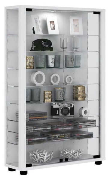 VCM my home Lumo Mini Vitrine weiß 8 Fachböden mit Beleuchtung