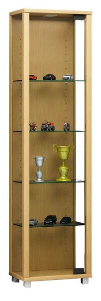 VCM my home Edana Mini Vitrine buche 4 Fachböden mit Beleuchtung