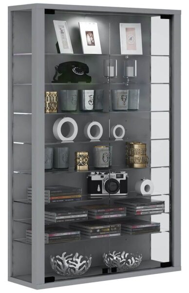 VCM my home Lumo Mini Vitrine silber 8 Fachböden