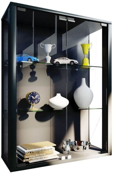 VCM my home Udina Hängevitrine schwarz 2 Fachböden