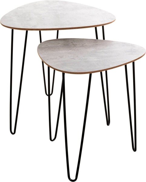 HAKU Möbel Beistelltische-Set dreieckig abgerundet MDF-Platte Betonoptik, 1 St.