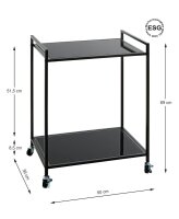 HAKU Möbel Beistelltisch rechteckig Sicherheitsglas schwarz 50,0 x 36,0 x 69,0 cm, 1 St.