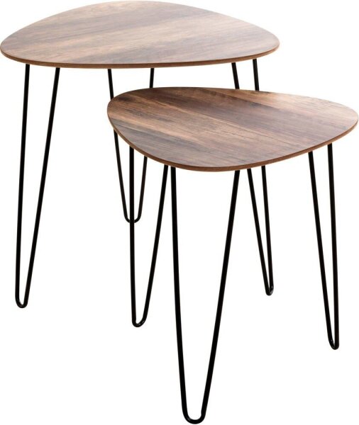 HAKU Möbel Beistelltische-Set dreieckig abgerundet MDF-Platte eiche, 1 Set