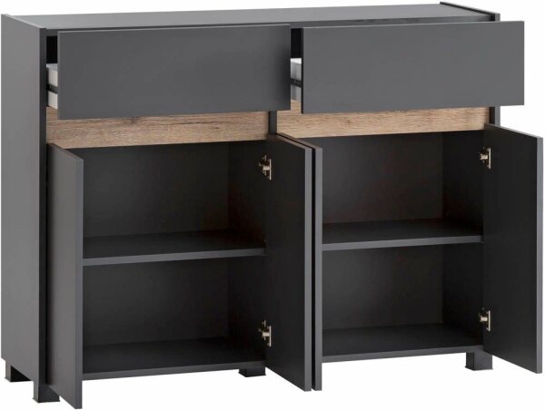 MÖBELPARTNER Kommode Cosmo, 701778 anthrazit, eiche 112,2 x 33,0 x 84,8 cm, 1 St.