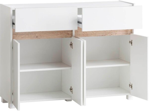 MÖBELPARTNER Kommode Cosmo, 701777 weiß, eiche 112,2 x 33,0 x 84,8 cm, 1 St.