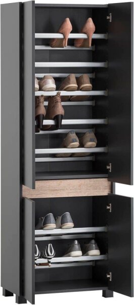 MÖBELPARTNER Schuhschrank Cosmo, 701779 anthrazit, eiche keine Fachböden 33,0 cm 164,5 cm