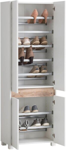 MÖBELPARTNER Schuhschrank Cosmo, 701780 weiß, eiche keine Fachböden 33,0 cm 164,5 cm