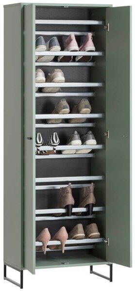 MÖBELPARTNER Schuhschrank Janne, 701781 pastellgrün keine Fachböden 60,2 x 33,1 x 169,7 cm
