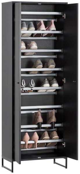 MÖBELPARTNER Schuhschrank Janne, 701782 schwarz keine Fachböden 60,2 x 33,1 x 169,7 cm