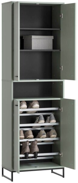 MÖBELPARTNER Schuhschrank Janne, 701783 pastellgrün 2 Fachböden 60,2 x 33,1 x 185,5 cm