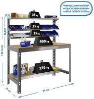 Simonrack Werkbank SIMONWORK BT1 900 grau 91,0 x 61,0 x...