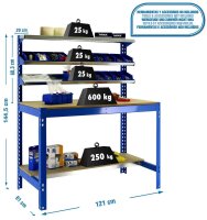 Simonrack Werkbank SIMONWORK BT1 1200 blau 121,0 x 61,0 x...