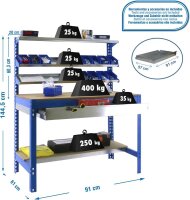 Simonrack Werkbank SIMONWORK BT1 BOX 900 blau 1 Schublade...