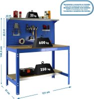 Simonrack Werkbank SIMONWORK BT3 1200 blau 121,0 x 61,0 x 144,5 cm