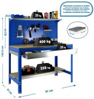 Simonrack Werkbank SIMONWORK BT3 BOX 900 blau 1 Schublade...