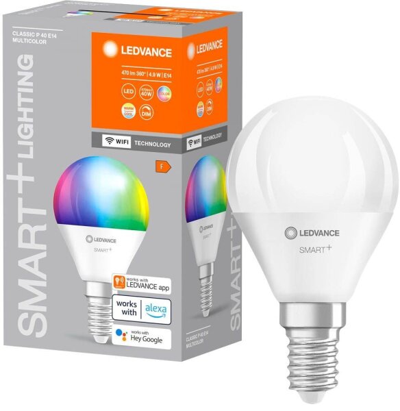 LEDVANCE WLAN-Lampe SMART+ WiFi Classic P40 RGBW E14 4,9 W matt, 1 St.