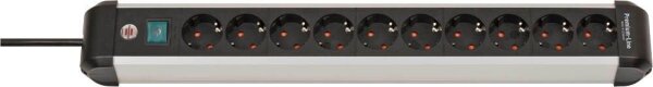 brennenstuhl Premium-Alu-Line 10-fach Steckdosenleiste mit Schalter 3,0 m schwarz