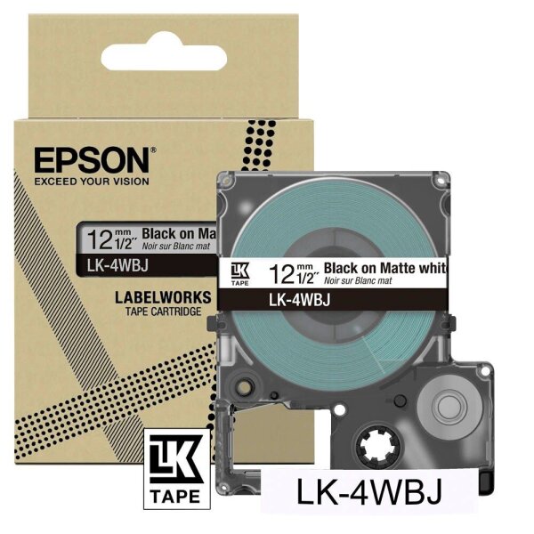 EPSON Schriftband LK LK-4WBJ C53S672062, 12 mm, schwarz auf weiß, 1 St.