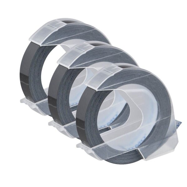 DYMO Prägebänder 3D S0847730, 9 mm, weiß auf schwarz, 3 St.