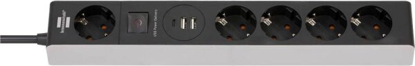 brennenstuhl USB C Power Delivery 5-fach Steckdosenleiste mit Schalter 1,5 m schwarz mit USB-Buchse