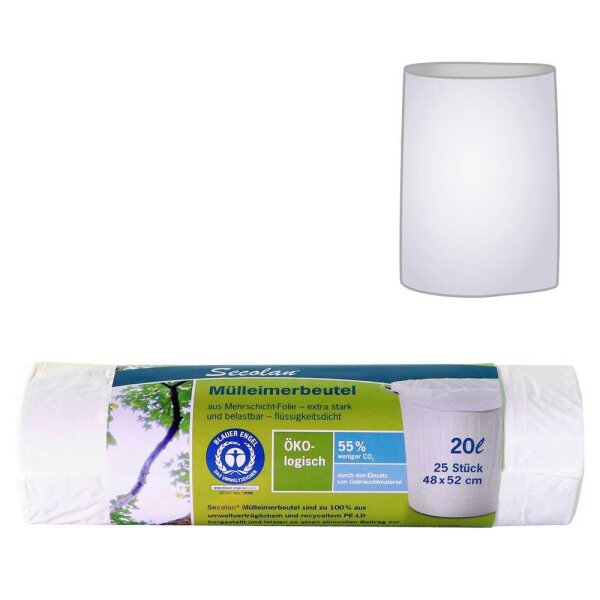Secolan® Müllbeutel 20,0 l weiß 25,0 µm, 25 St.