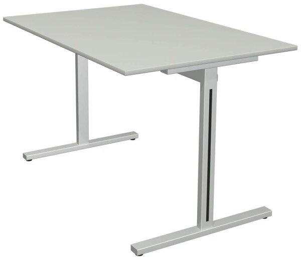 Kerkmann Form 1 Schreibtisch lichtgrau rechteckig, T-Fuß-Gestell silber 120,0 x 80,0 cm