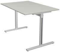 Kerkmann Form 1 Schreibtisch lichtgrau rechteckig, T-Fuß-Gestell silber 120,0 x 80,0 cm