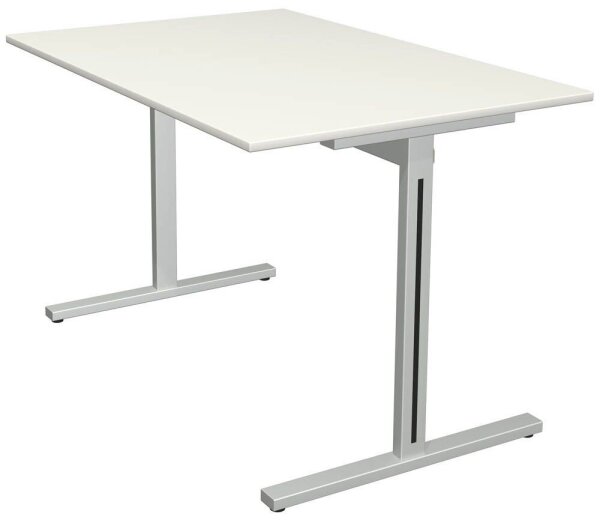 Kerkmann Form 1 Schreibtisch weiß rechteckig, T-Fuß-Gestell silber 120,0 x 80,0 cm