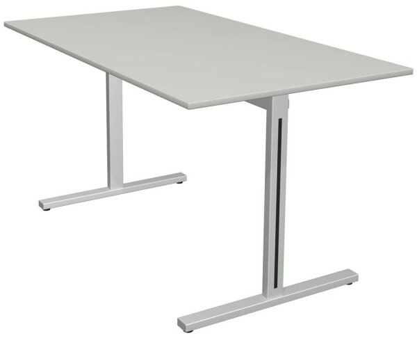 Kerkmann Form 1 Schreibtisch lichtgrau rechteckig, T-Fuß-Gestell silber 140,0 x 80,0 cm