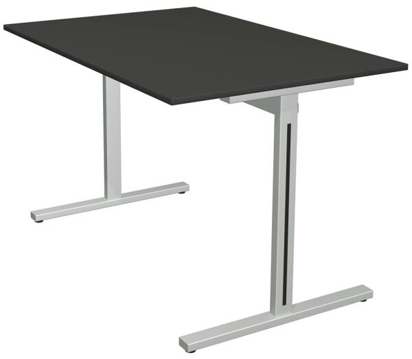 Kerkmann Form 1 Schreibtisch anthrazit rechteckig, T-Fuß-Gestell silber 120,0 x 80,0 cm