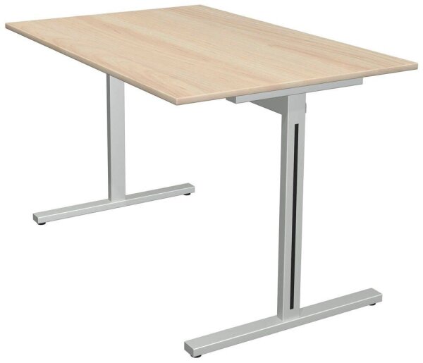 Kerkmann Form 1 Schreibtisch ahorn rechteckig, T-Fuß-Gestell silber 120,0 x 80,0 cm