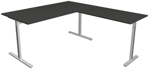 Kerkmann Form 1 Schreibtisch anthrazit rechteckig, T-Fuß-Gestell silber 160,0 x 80,0 cm