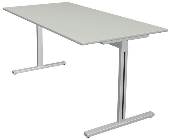 Kerkmann Form 1 Schreibtisch lichtgrau rechteckig, T-Fuß-Gestell silber 160,0 x 80,0 cm