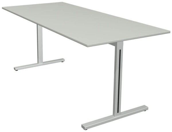 Kerkmann Form 1 Schreibtisch lichtgrau rechteckig, T-Fuß-Gestell silber 180,0 x 80,0 cm