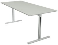 Kerkmann Form 1 Schreibtisch lichtgrau rechteckig, T-Fuß-Gestell silber 180,0 x 80,0 cm