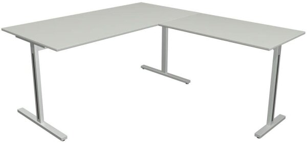 Kerkmann Form 1 Schreibtisch lichtgrau rechteckig, T-Fuß-Gestell silber 160,0 x 80,0 cm