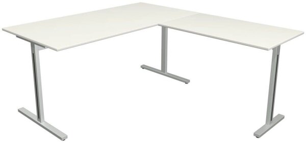 Kerkmann Form 1 Schreibtisch weiß rechteckig, T-Fuß-Gestell silber 160,0 x 80,0 cm