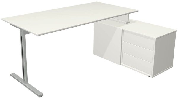 Kerkmann Form 1 Schreibtisch weiß rechteckig, T-Fuß-Gestell silber 160,0 x 80,0 cm