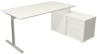 Kerkmann Form 1 Schreibtisch weiß rechteckig, T-Fuß-Gestell silber 160,0 x 80,0 cm