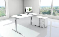 Kerkmann Form 1 Schreibtisch weiß rechteckig, T-Fuß-Gestell silber 160,0 x 80,0 cm