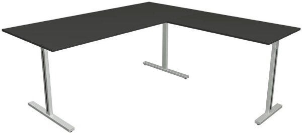 Kerkmann Form 1 Schreibtisch anthrazit rechteckig, T-Fuß-Gestell silber 180,0 x 80,0 cm