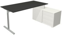 Kerkmann Form 1 Schreibtisch anthrazit, weiß rechteckig, T-Fuß-Gestell silber 160,0 x 80,0 cm