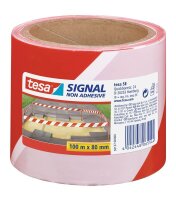 tesa Absperrband Signal rot, weiß 80,0 mm x 100,0 m