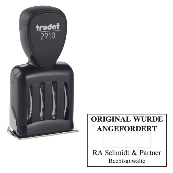 trodat Datumstempel mit Text individualisierbar Classic 2910 P05 ohne Logo, 1 St. -  Nachträglich per Gutschein personalisieren