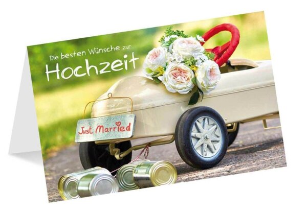 LUMA Glückwunschkarte Hochzeit Auto mit Dosen LU1820 DIN B6, 1 St.