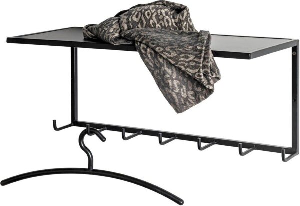 HAKU Möbel Wandgarderobe 25511 schwarz Metall 7 Haken 60,0 x 25,0 cm, 1 St.