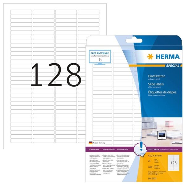 HERMA Dia-Etiketten 5071 weiß, 25 Blatt