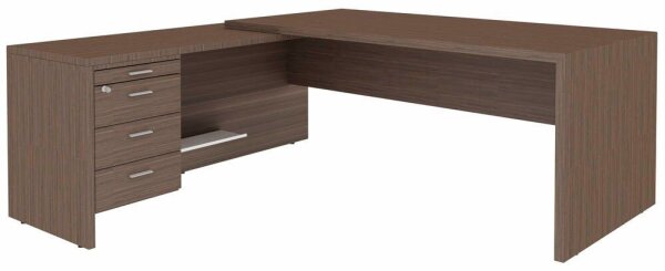 Quadrifoglio T45 Schreibtisch eukalyptus L-Form, Wangen-Gestell eukalyptus 200,0 x 194,0 cm